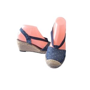 Clarks Petrina Kaelie Espadrille Wedges Polkadot Blue/white 7.5